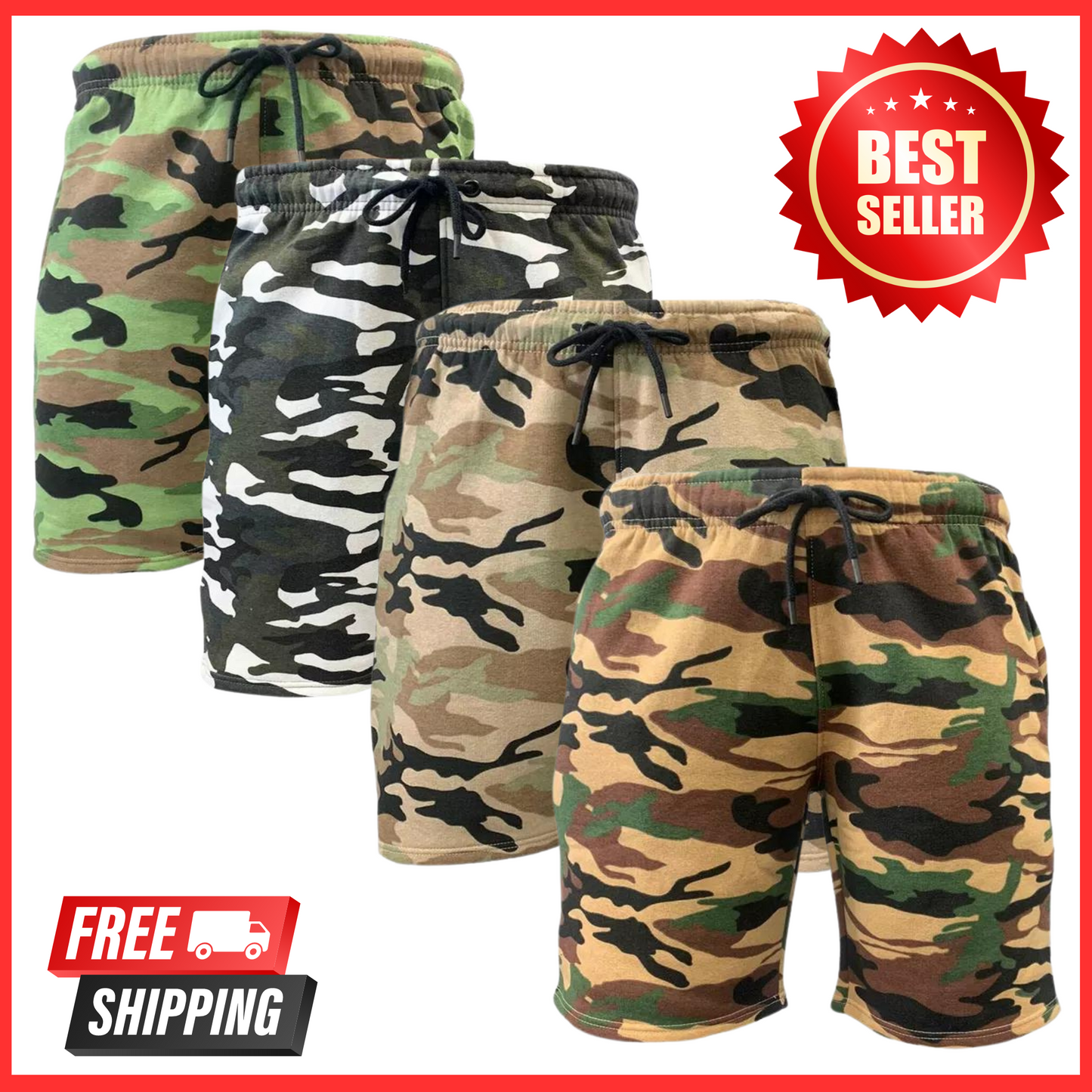 Camo Regular Fit Fleece Shorts