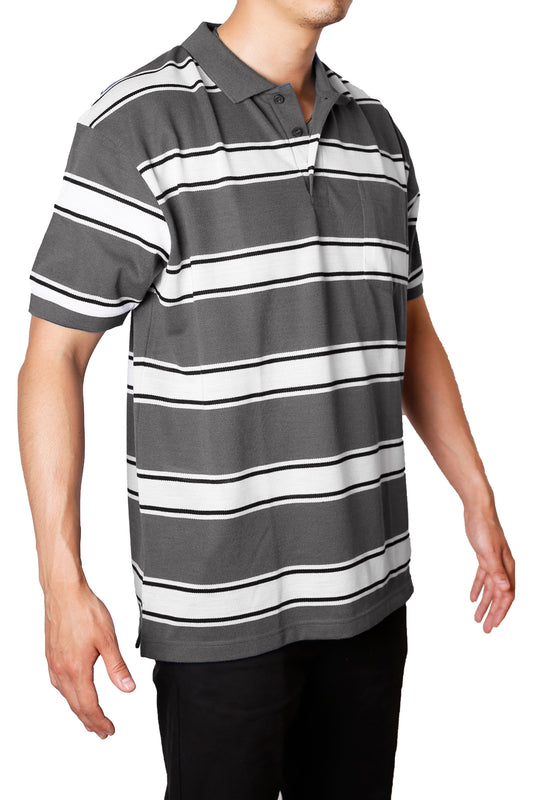 Thick Striped Pique Polo T-Shirt Slim Fit (65%Cotton, 35% Polyester)