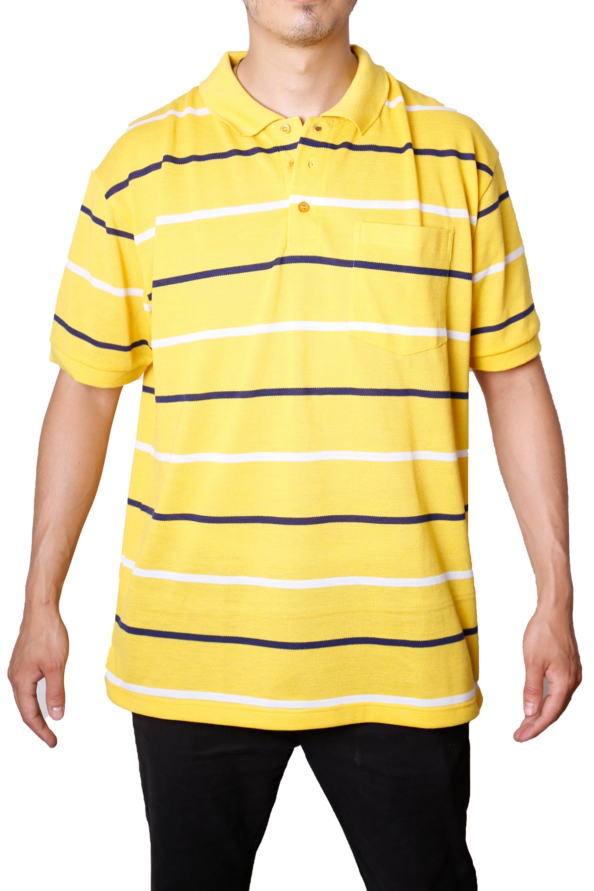 Striped Pique Polo T-Shirt Short Sleeve (65% Cotton, 35% Polyester)