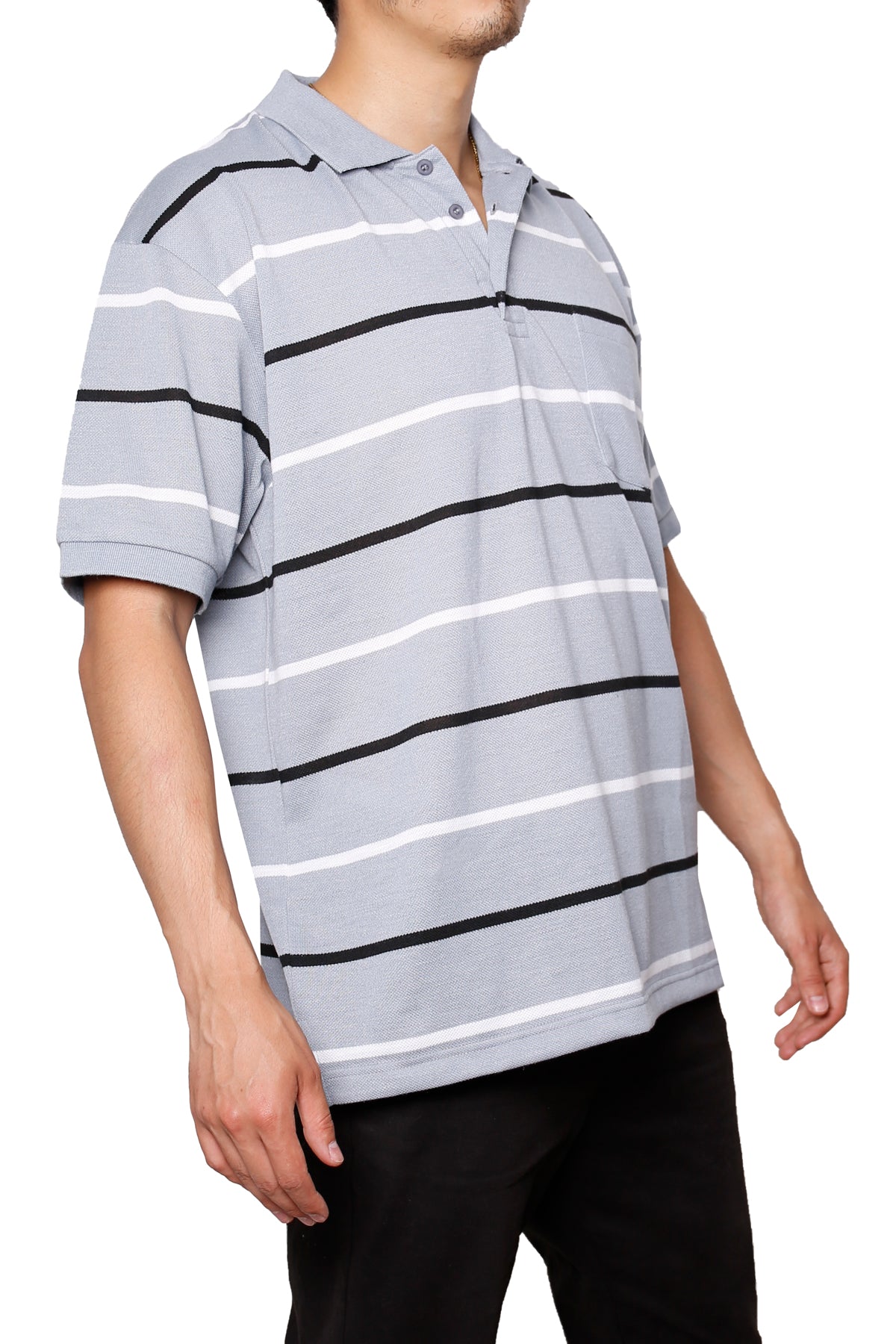 Striped Pique Polo T-Shirt Short Sleeve (65% Cotton, 35% Polyester)