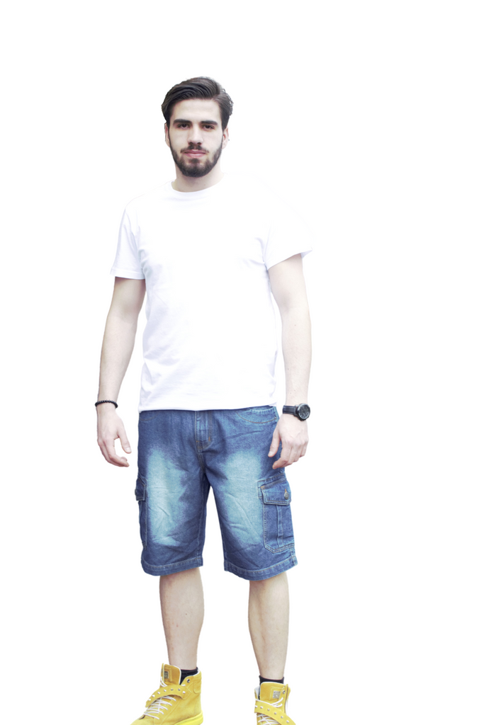 Blue Denim Cargo Shorts