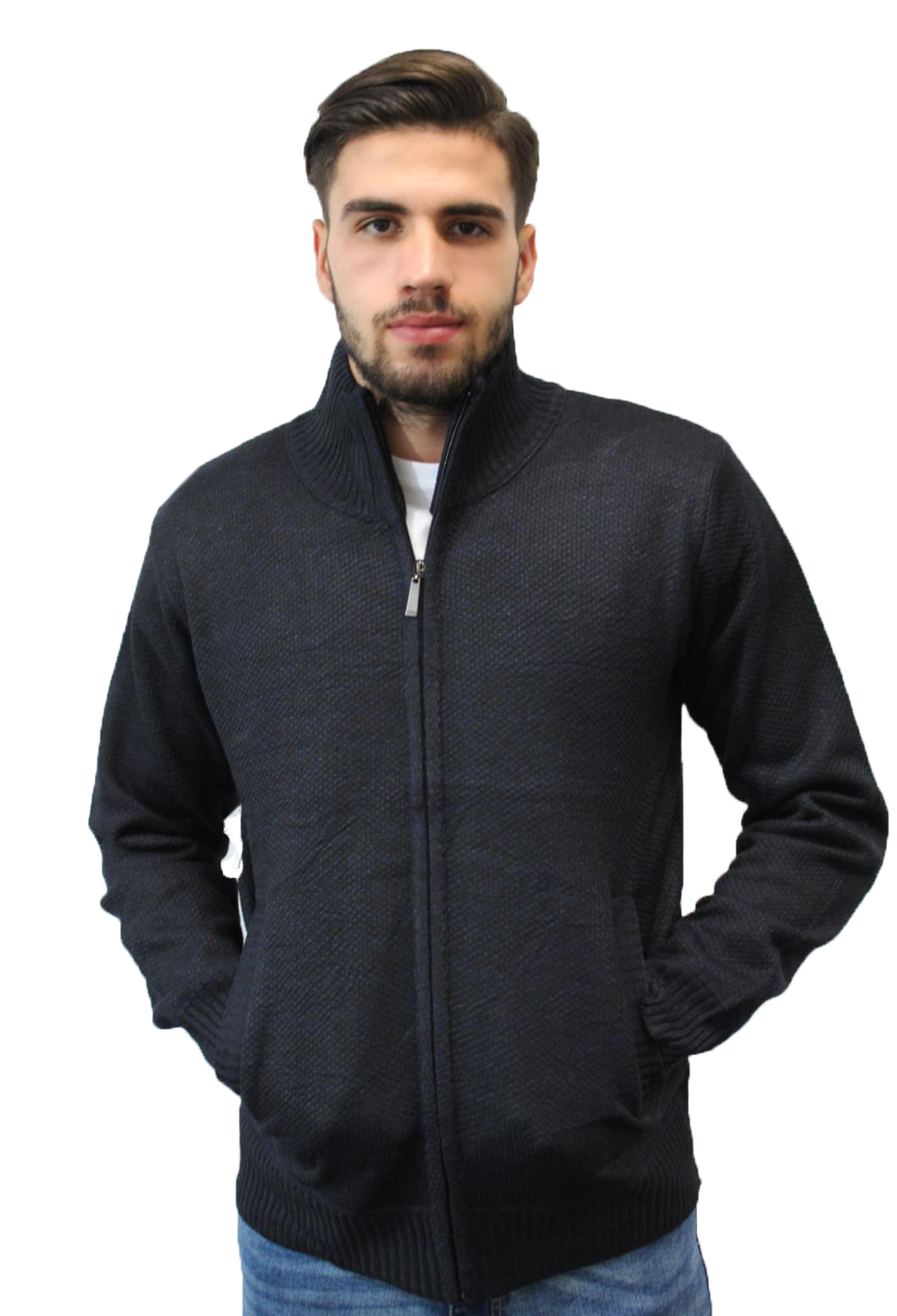 Black Full-Zip Fleece Jumper