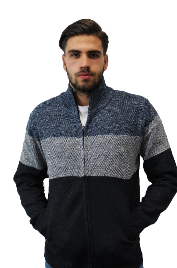 Black Multicolour Full-Zip Fleece Jumper