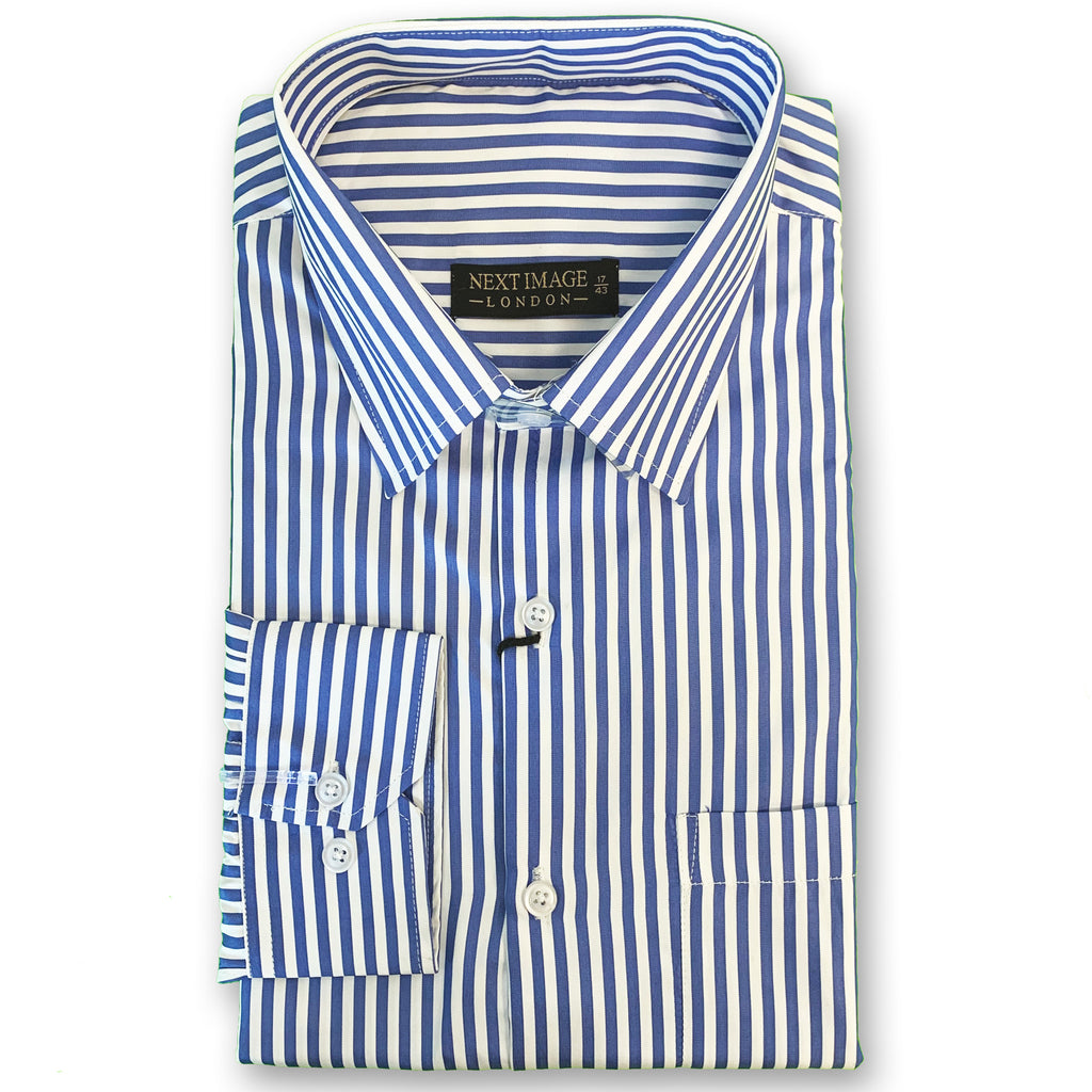 Blue Striped Next Image Regular Fit Shirt