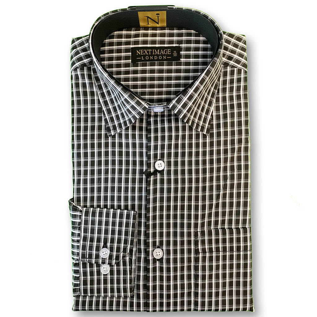 Black Check Next Image Regular Fit Shirt