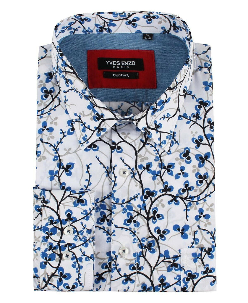 Blue Paisley Print Regular Fit Shirt