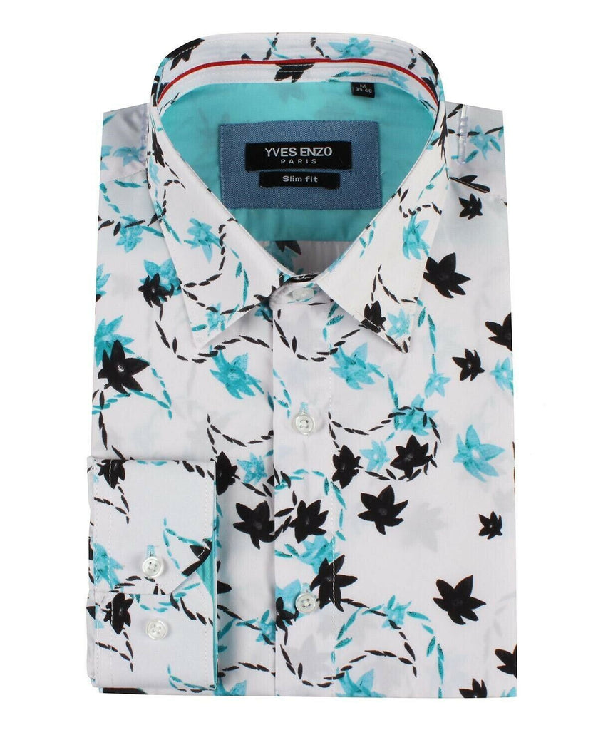 Blue Paisley Print Slim Fit Shirt