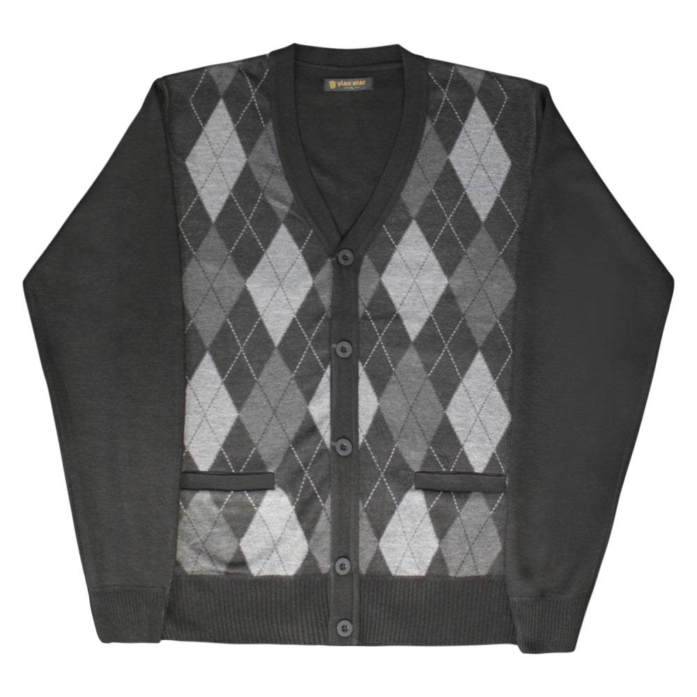 Black Argyle Cardigan