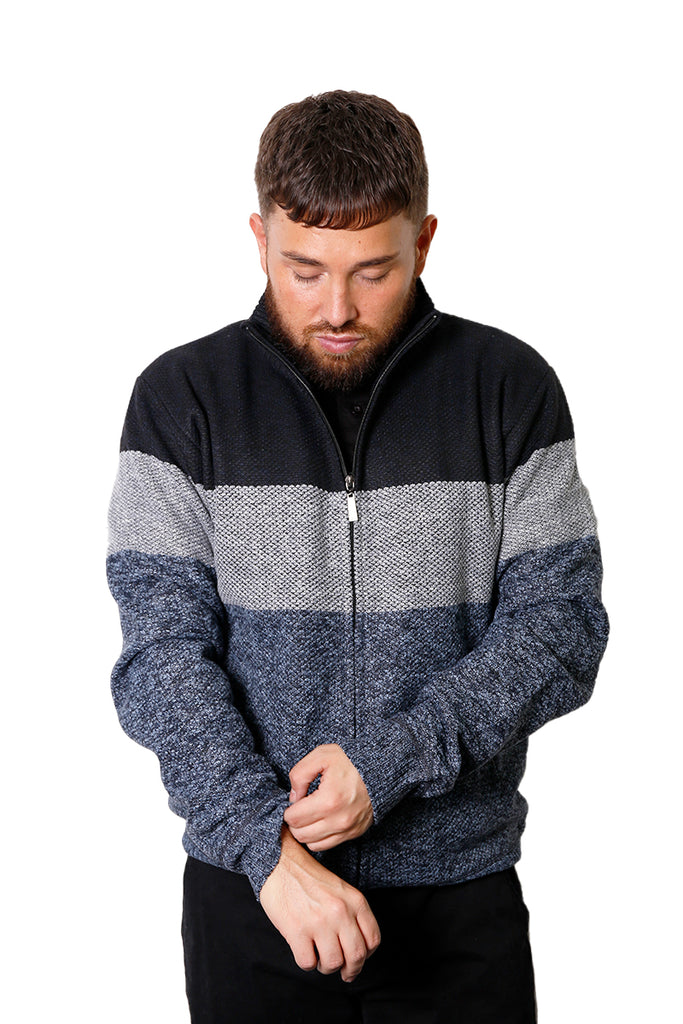 Blue Striped Full-Zip Jumper