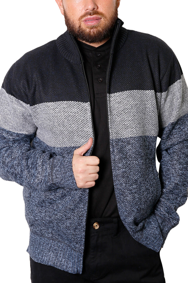 Blue Striped Full-Zip Jumper