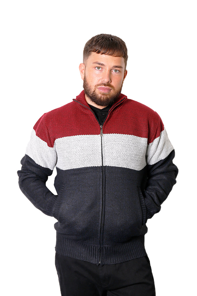 Black Striped Full-Zip Jumper