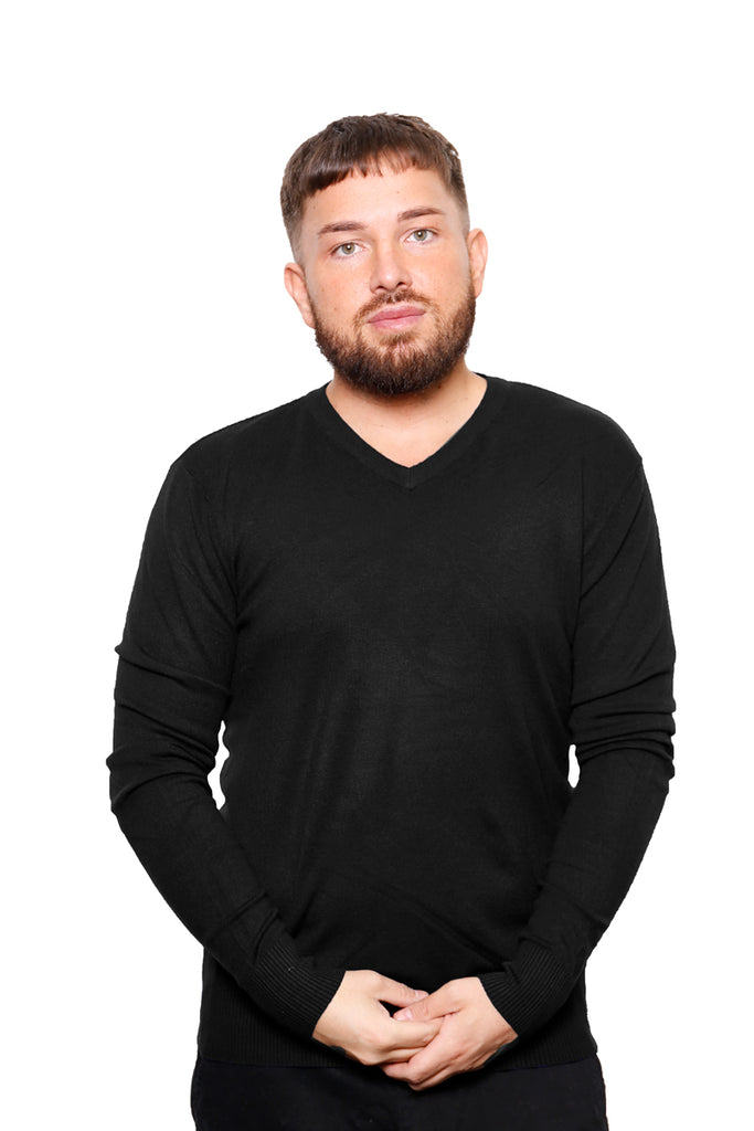 Black V-Neck Jumper