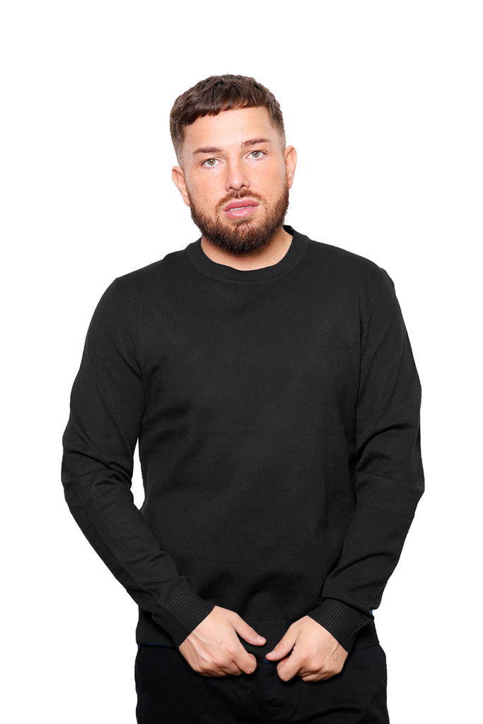 Black Viscose Crew Neck Jumper